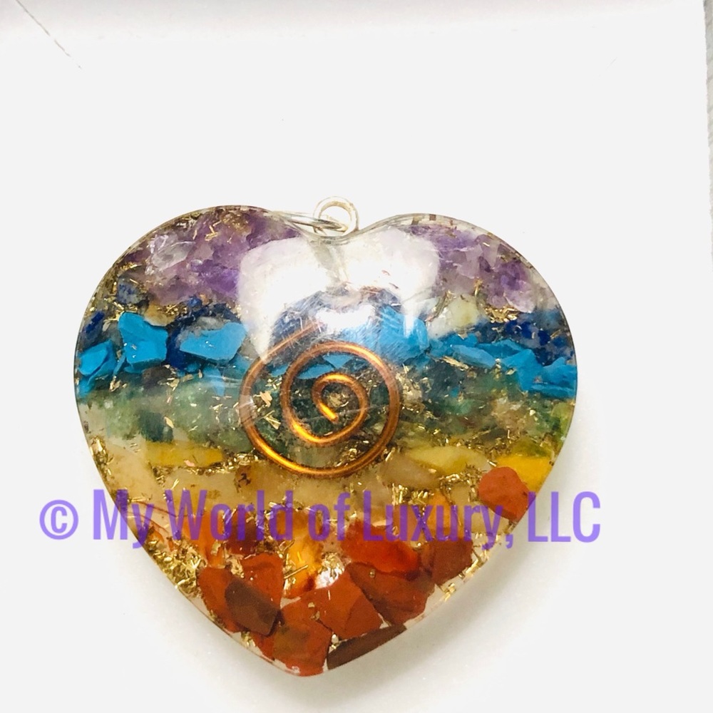 Chakra Healing Orgone, Orgonite Heart Pendant - Picture 2 of 3